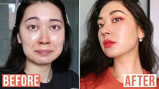 UPDATED EVERYDAY PEACHY/CORAL LOOK | Japanese x Korean Makeup!