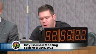 September 26th, 2022 City Council Meeting