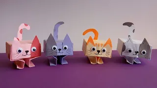 Origami Cat: Antistress Fidget Toy DIY • Moving Button Paper Crafts