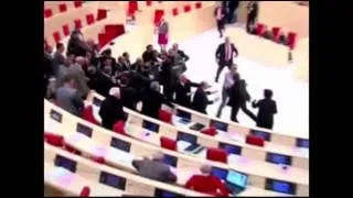 Raw: Brawl Erupts in Georgia Parliament