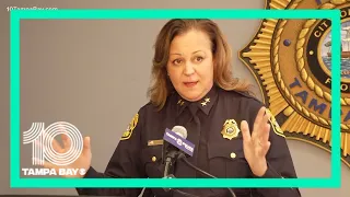 Tampa PD Chief Mary O'Connor announces arrest of former officer on 100 counts of child pornography