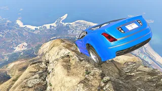 GTA 5 Cliff Drops Crashes With Real Cars Mod #37