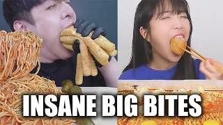 mukbangers doing insane BIG BITES