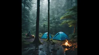 Finding peace, In the wilderness. In the pouring rain, We all need a break, Solo Camping