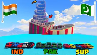 India Vs Pakistan | Gta 5 Indian Cars Vs Pakistan Cars Vs Super Cars Mega Ramp Challenge | Gta 5
