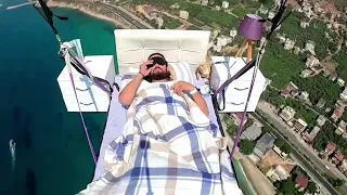 Turkish paraglider naps on a literal 'airbed'