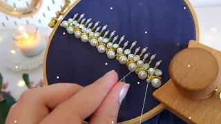 beads embroidery basic stitches for beginners |hand Embroidery beads work |beads work |تنبات خفيف