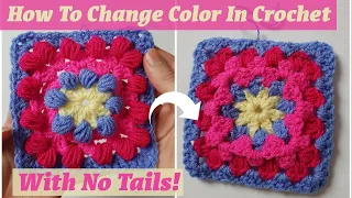 How To Change Colors In Crochet Granny Square With No Tails