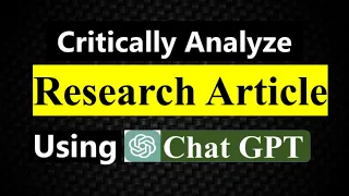 How To Critique A Research Paper, Article, Journal (Critical Appraisal)    ||Critical analysis ||