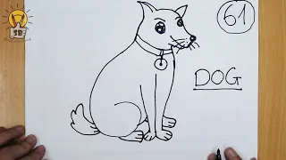 How To Draw Dog🐕 From number 61 easy | How to turn number 61 into Dog 🐶 easy | DrawTricks