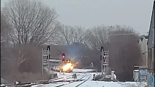 Metra HC F40PH-3 #102 passing through snow in Chicago, IL