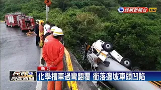 化學槽車過彎翻覆 氮氣外洩警消戒備－民視新聞