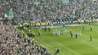 CRAZY!!!! CELTIC FANS CELEBRATING WITH BRENDAN RODGERS AFTER  BEATING RANGERS 2-1