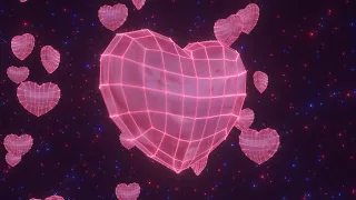 3D Wireframe Polygonal Heart Beats Floating Glowing In Outer Space 4K DJ Visuals Loop Background