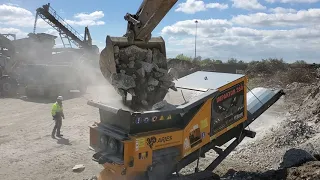 Arjes 250 Impaktor Shredding Recycled Concrete with Rebar