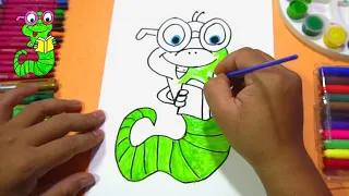 Wow.. worm can read the book - let's learn how to draw bookworm