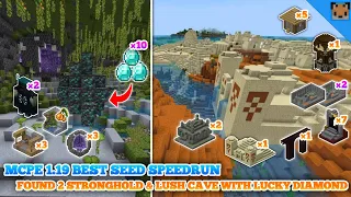 Minecraft pe 1.19 Best Seed Speedrun - Village Found 2 Stronghold - Lush cave with Lucky Diamond!!