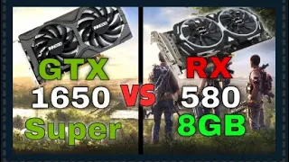 RX 580 8GB gaming vs GTX 1650 Super Gaming Benchmarks FPS Comparison in 8 games 2020 Best gaming