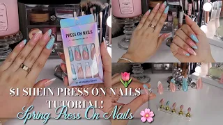 $1 SHEIN PRESS ON NAILS TUTORIAL ♡ PERFECT SPRING PRESS ON NAILS! | Affordable Nails At Home
