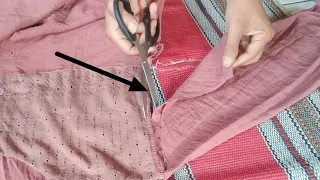 Cara memotong lengan baju gamis kepanjangan dari bagian pundak
