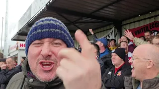 Caravan of Love-FC United fans at half time v South Shields