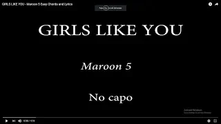 GIRLS LIKE YOU - Maroon 5 Easy Chords and Lyrics