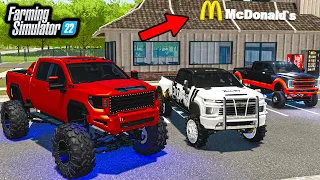 TRUCKS AND COFFEE AT McDONALD'S! (LIFTED TRUCK TESTING) | FS22