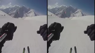 SBS VR Elbrus on alpine skiing on a sunny morning (Virtual reality)