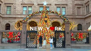 [4K]🇺🇸NYC Christmas🎄💂: Festive 5th & 6th Ave, Saks Fifth Holiday Light show & Windows✨ Nov. 2023.