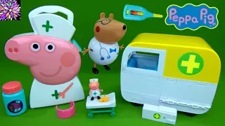 Nurse Peppa Pig Toys Medical Center Hosptial Van Doctor Tools Case Teddy Bear Toy Review