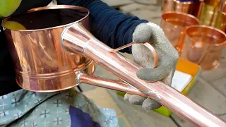 Amazing Japanese watering can craftsmen! The process of making a copper drizzle!