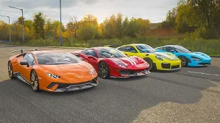 FH4 Drag Race | Huracan Performante vs Ferrari 488 Pista vs McLaren 720S vs Porsche 911 GT2 RS!