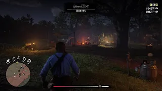 RDR2 Version 1.00 Glitch - Levitating/floating camp member in sitting position