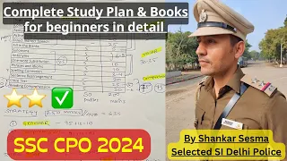 SSC CPO 2024 :: Master Study Plan for beginners🔥& Booklist 📚