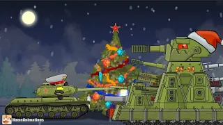 Merry Christmas and Happy New Year. Cartoons About Tanks.