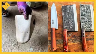 Manual knife forging process - Forging kitchen knives from excavator teeth