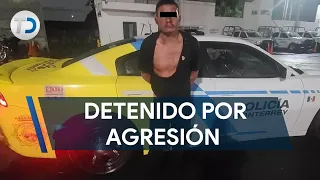 Detienen a hombre por agredir a otro con un cuchillo en el centro de Monterrey