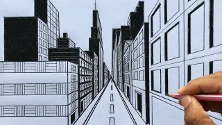 How to Draw a Town using One-Point Perspective: Step by Steps