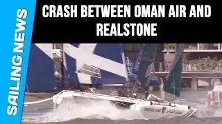 Crash between Oman Air and Realstone : Extreme Sailing Series Singapore 2014