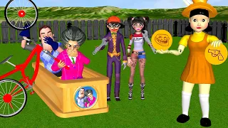 Scary Teacher 3D vs Squid Game NickJoker vs Tani Harley Quinn Troll Miss T and Hello Neighbor Funny