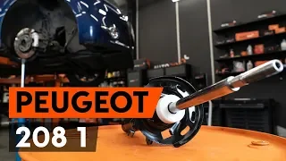 How to change a front shock strut on PEUGEOT 208 1 (CA_,CC_) [TUTORIAL AUTODOC]