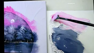 Easy Landscape Painting | Oval Brush technique | Oval Art