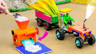 Diy tractor making mini threshing machine | mini rice mill machinery science project @sunfarming7533