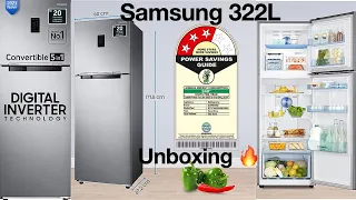 Samsung 322 L 3 ⭐️  RT37C4523S8/HL Convertible 5In1 Double Door Refrigerator Unboxing 🔥 2023 Model🔥