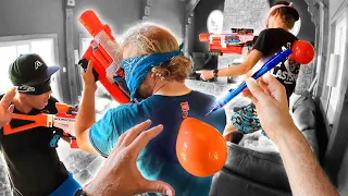 NERF GUN "SEE" CHALLENGE! Kill the Monster!