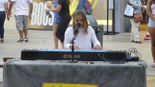 2019 07 26 B 12 year old Sarah Angel Carrion on 3rd Street Promenade sings Bohemian Rhapsody