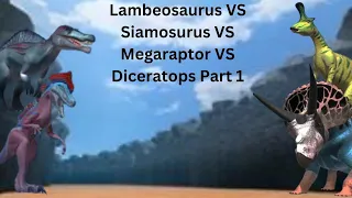 Lambeosaurus VS Siamosurus VS Megaraptor VS Diceratops Part 1