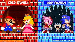 Family Challenge: Mario vs Sonic Family HOT vs COLD Challenge! | King Bowser Animation