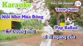 Karaoke Nỗi Nhớ Mùa Đông | Pop Ballad | Tone Nam (F#m) | Quốc Dân Karaoke