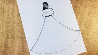 Easy way to Draw a girl With beautiful dress | How to Draw a girl with beautiful dress/Girl Drawing.